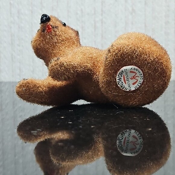 Vintage Kunstlerschutz Flocked Brown Bear Sitting Bear Handwork West Germany - Picture 7 of 9